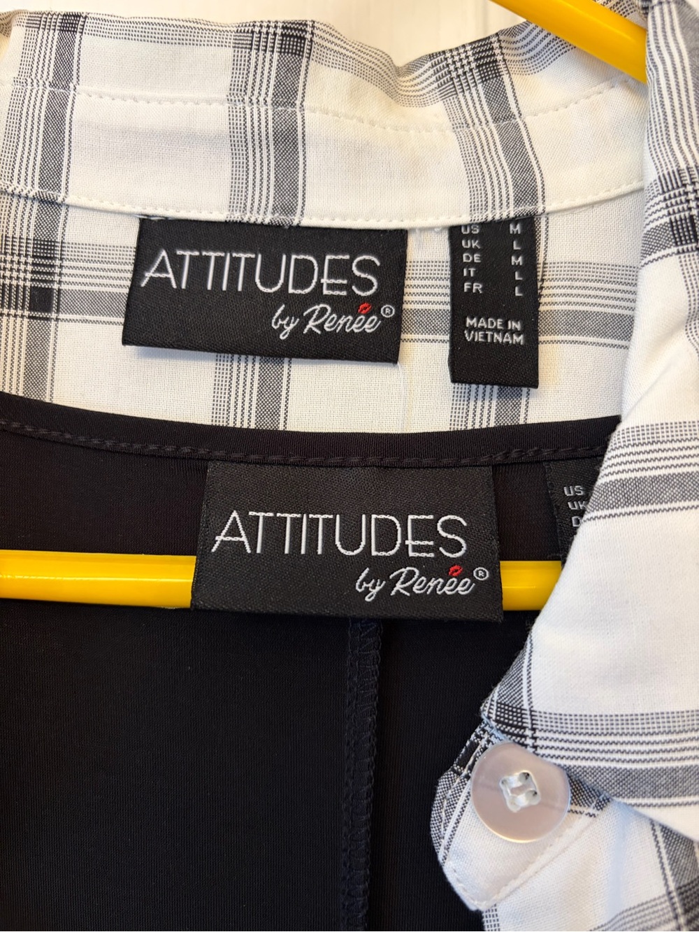 Attitudes by Renee Black with White Plaid Collar Shirt